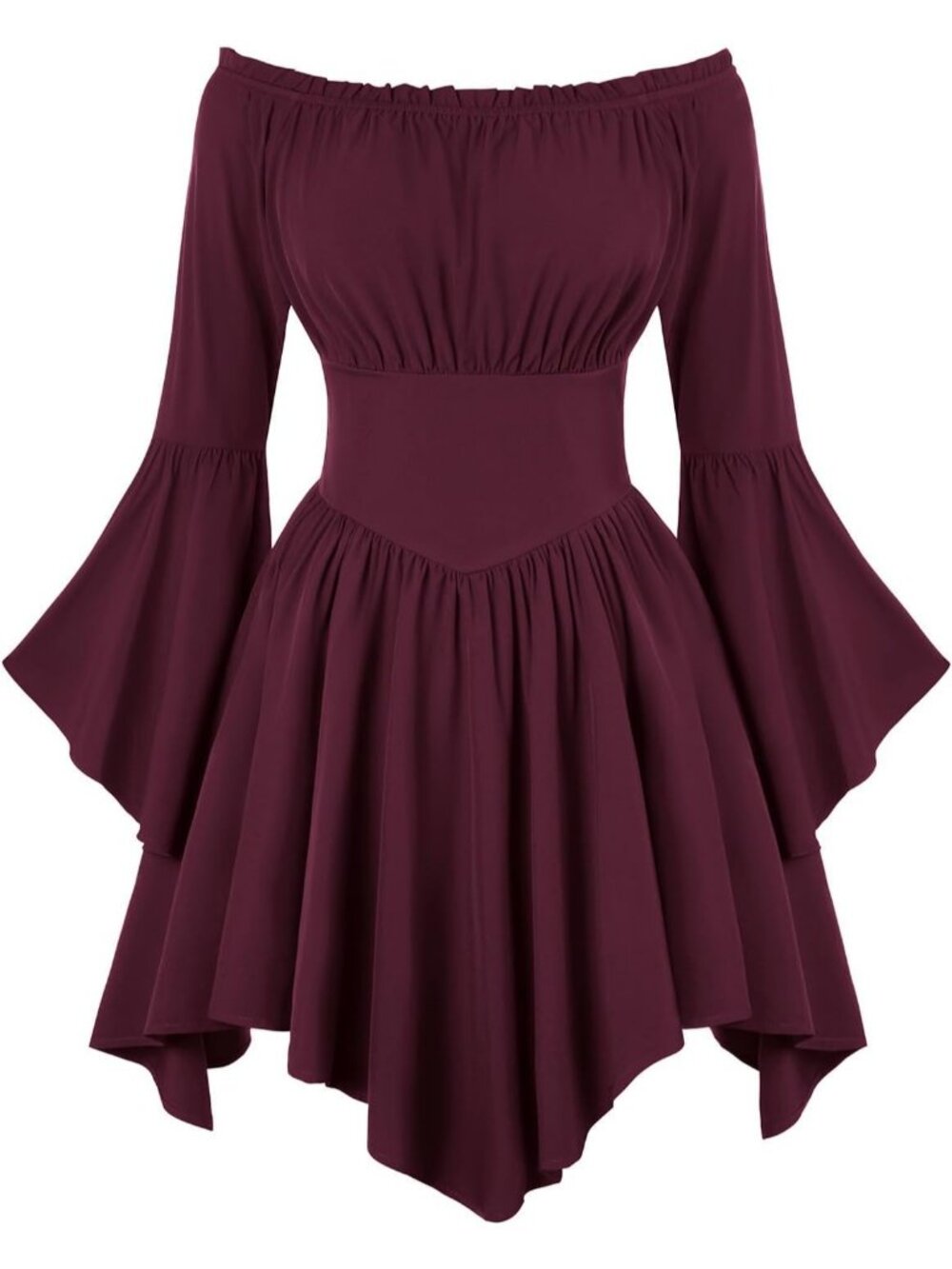 Women's Plum Renaissance Pirate Corset Dress Off Shoulder Medieval Costume